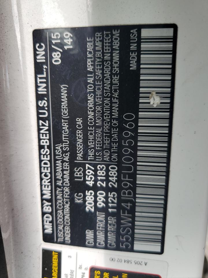 2015 Mercedes-Benz C 300 VIN: 55SWF4JB9FU095960 Lot: 81444275