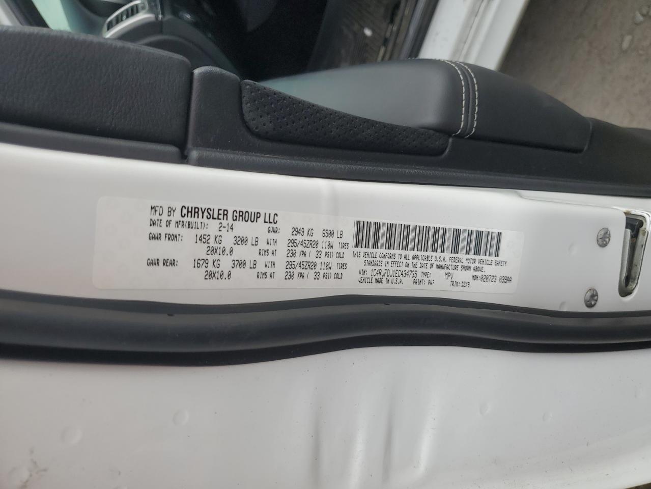 2014 Jeep Grand Cherokee Srt-8 VIN: 1C4RJFDJ1EC434735 Lot: 80372115