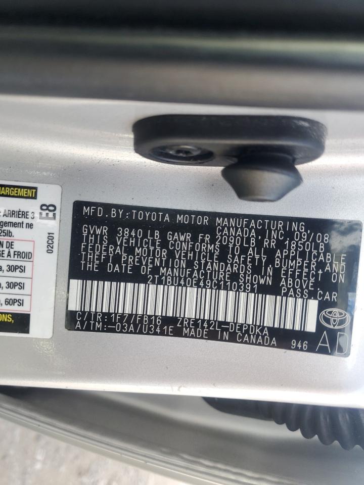 2010 Toyota Corolla Base VIN: 2T1BU4EE8AC390958 Lot: 72084855