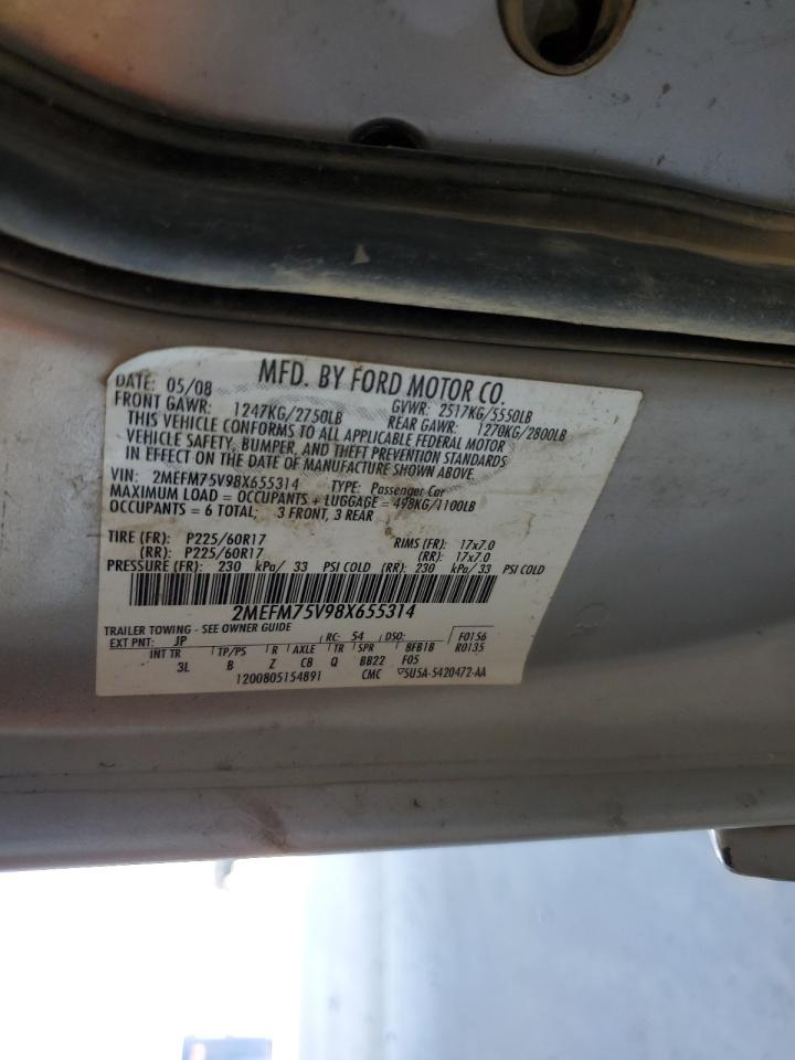 2008 Mercury Grand Marquis Ls VIN: 2MEFM75V98X655314 Lot: 84041305