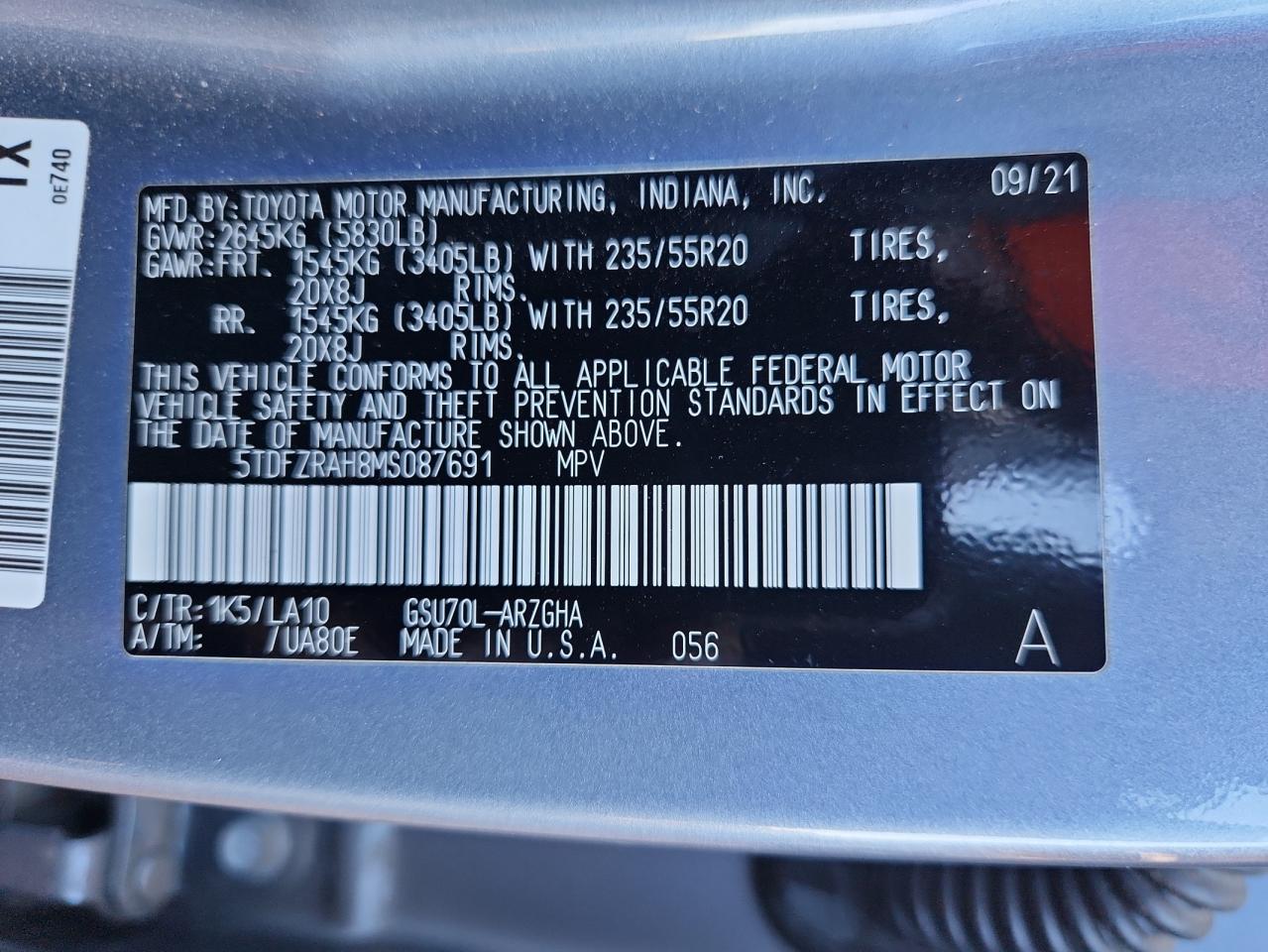 2021 Toyota Highlander Platinum VIN: 5TDFZRAH8MS087691 Lot: 81697445