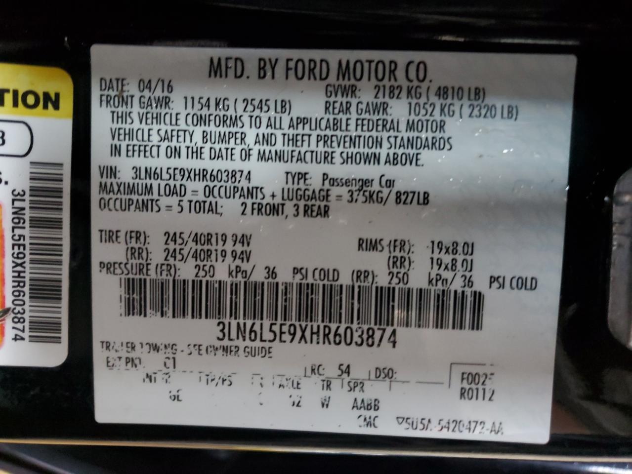 2017 Lincoln Mkz Reserve VIN: 3LN6L5E9XHR603874 Lot: 83875945