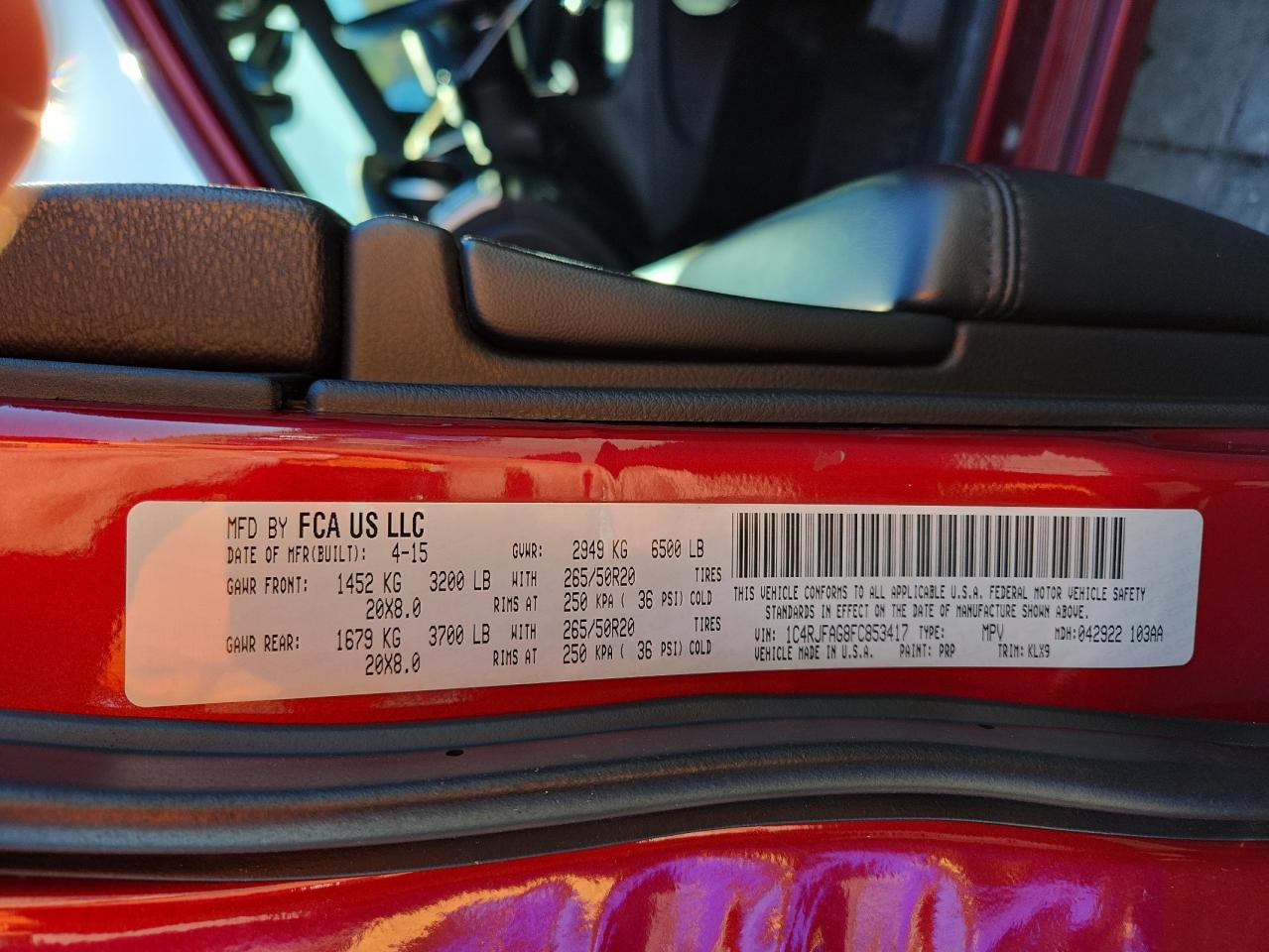 2015 Jeep Grand Cherokee Laredo VIN: 1C4RJFAG8FC853417 Lot: 81944505