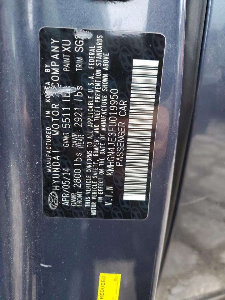 2015 Hyundai Genesis 3.8L VIN: KMHGN4JE3FU019950 Lot: 72072795