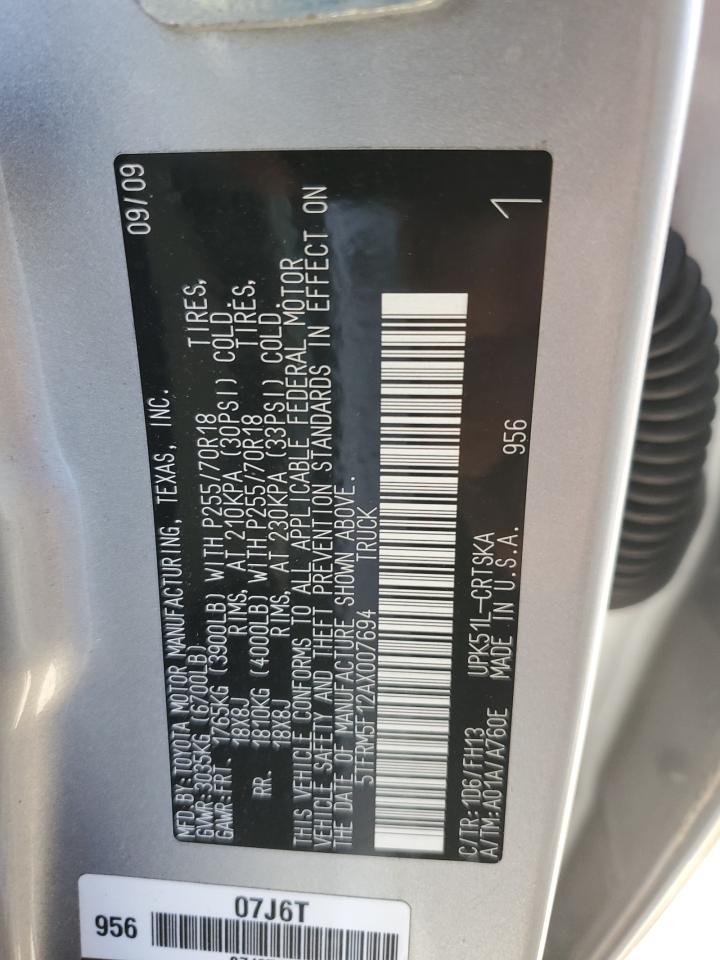 2010 Toyota Tundra Double Cab Sr5 VIN: 5TFRM5F12AX007694 Lot: 71195095