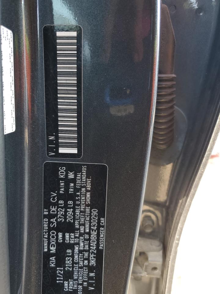 2022 Kia Forte Fe VIN: 3KPF24AD8NE430290 Lot: 80401005