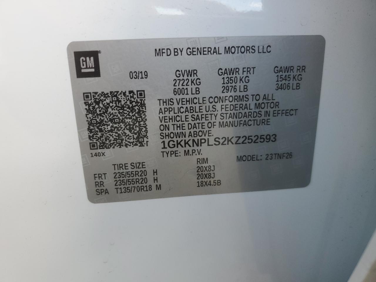 2019 GMC Acadia Denali VIN: 1GKKNPLS2KZ252593 Lot: 71132825