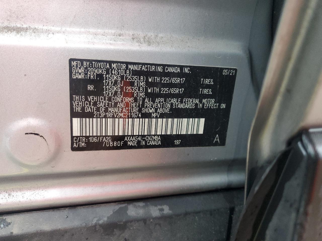 2021 Toyota Rav4 Xle VIN: 2T3P1RFV2MC211674 Lot: 82036785