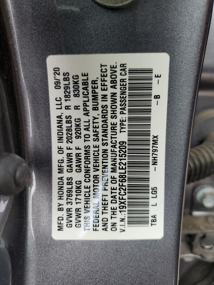 2020 Honda Civic Lx VIN: 19XFC2F68LE215209 Lot: 81057815