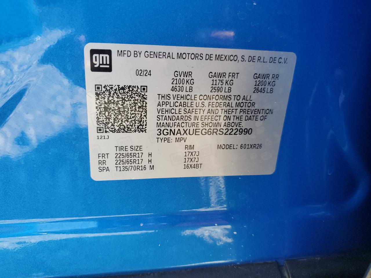 2024 Chevrolet Equinox Lt VIN: 3GNAXUEG6RS222990 Lot: 81715665