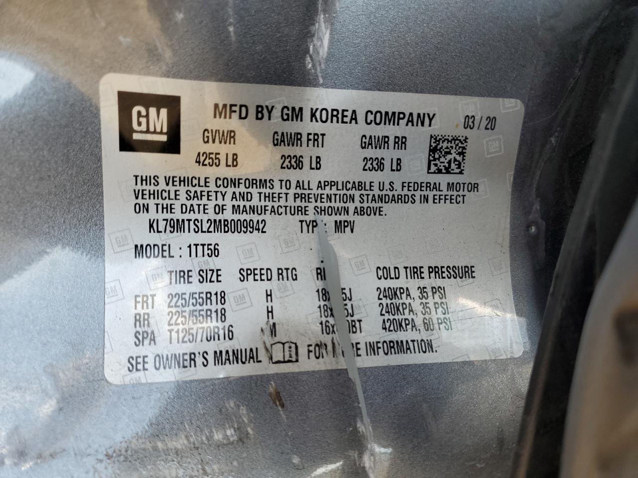 2021 Chevrolet Trailblazer Rs VIN: KL79MTSL2MB009942 Lot: 71604945