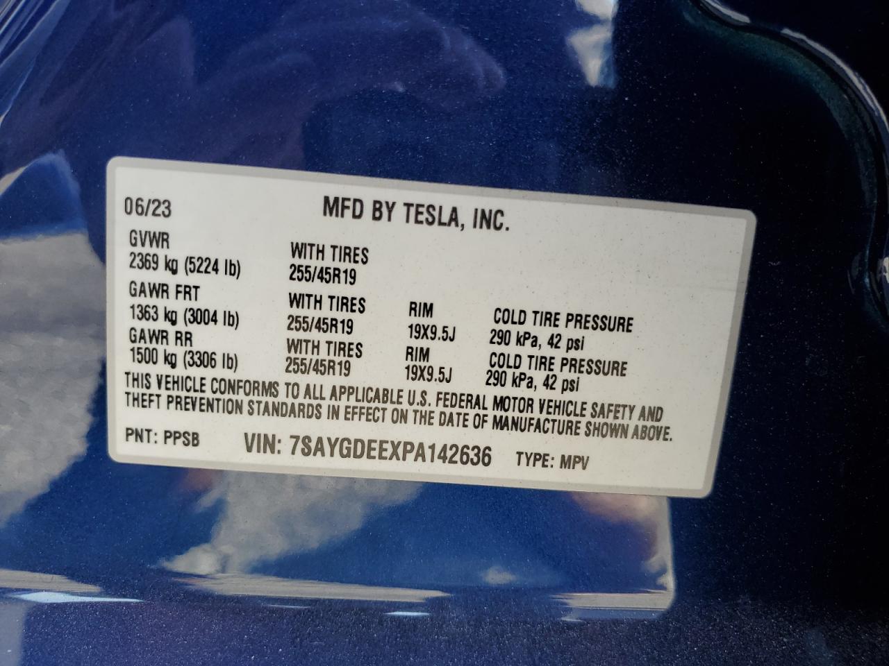 2023 Tesla Model Y VIN: 7SAYGDEEXPA142636 Lot: 71203515