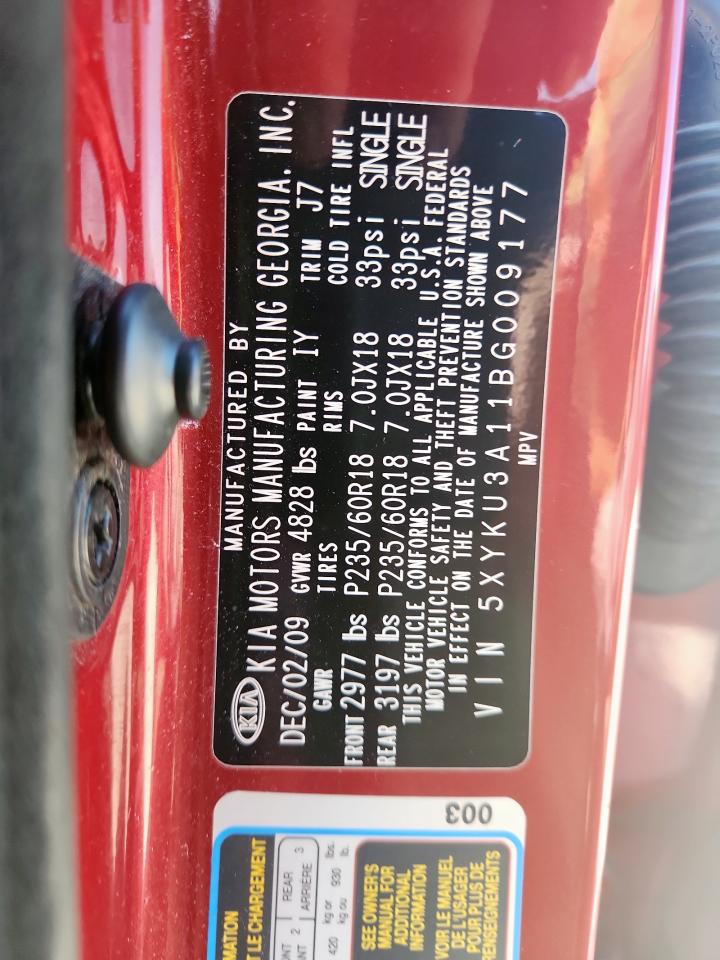 2011 Kia Sorento Ex VIN: 5XYKU3A11BG009177 Lot: 71501555