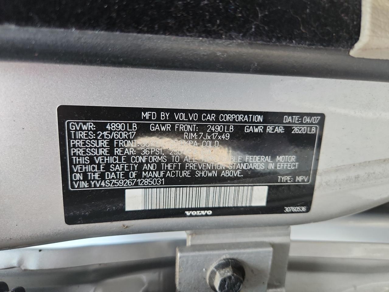 2007 Volvo Xc70 VIN: YV4SZ592671285031 Lot: 71855555