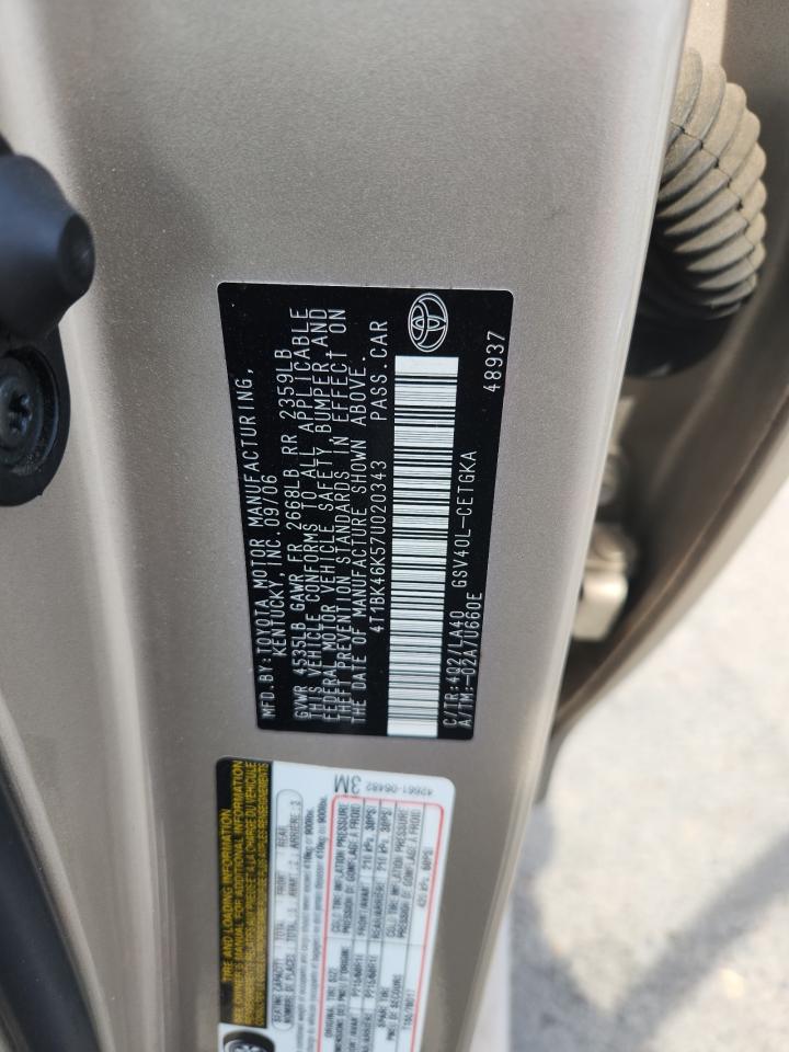 2007 Toyota Camry Le VIN: 4T1BK46K57U020343 Lot: 81714305