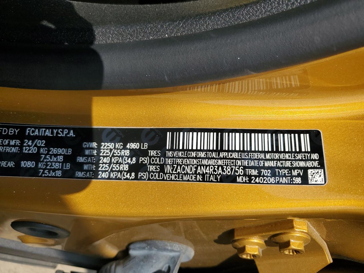 2024 Dodge Hornet Gt VIN: ZACNDFAN4R3A38756 Lot: 71324835