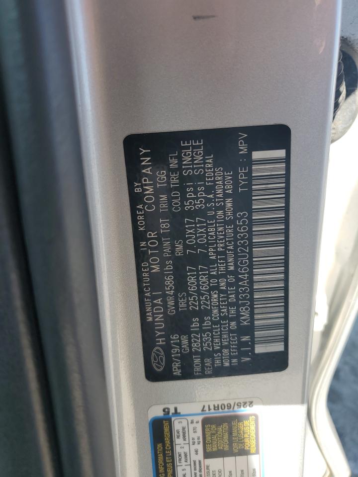 2016 Hyundai Tucson Limited VIN: KM8J33A46GU233653 Lot: 71071975