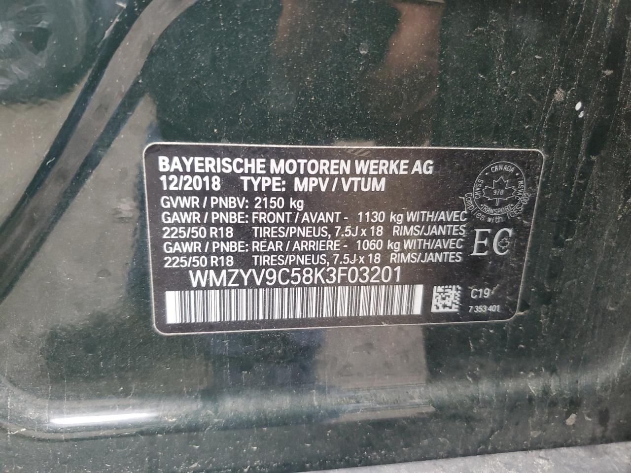 2019 Mini Cooper Jcw Countryman All4 VIN: WMZYV9C58K3F03201 Lot: 81454095
