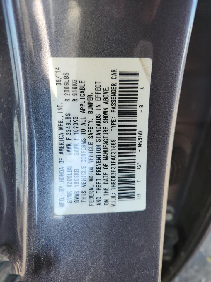 2015 Honda Accord Lx VIN: 1HGCR2F31FA031889 Lot: 72046495