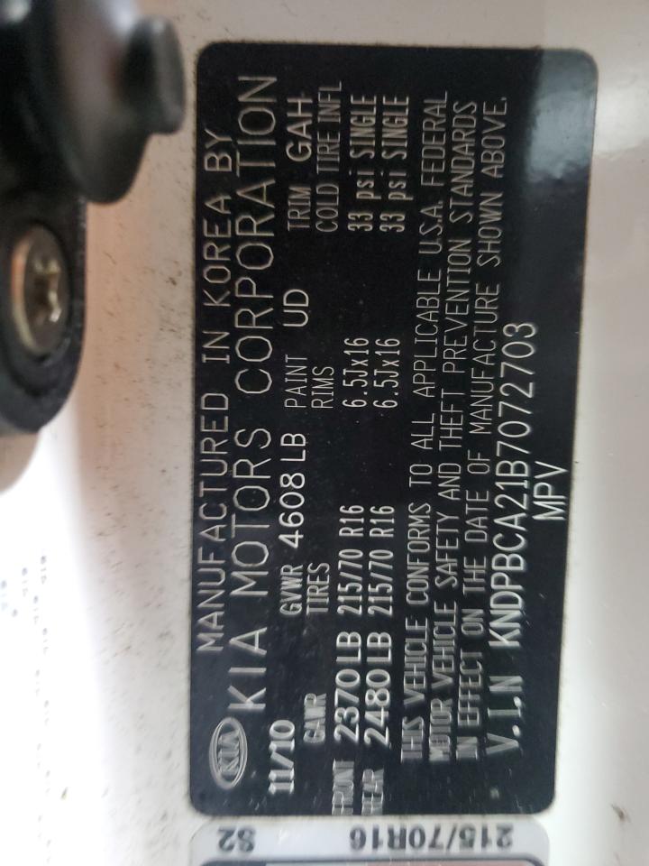 2011 Kia Sportage Lx VIN: KNDPBCA21B7072703 Lot: 81457225