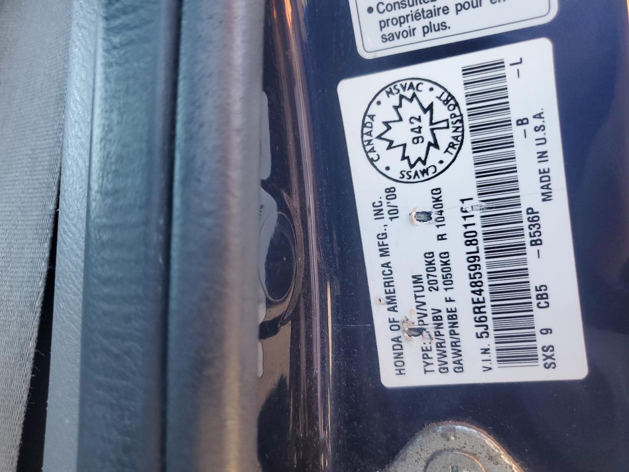 2009 Honda Cr-V Ex VIN: 5J6RE48599L801161 Lot: 71857095