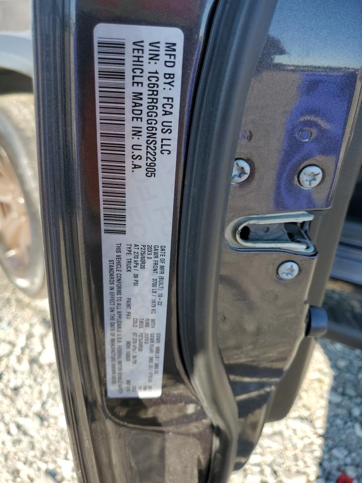 2022 Ram 1500 Classic Slt VIN: 1C6RR6GG6NS222905 Lot: 81121535