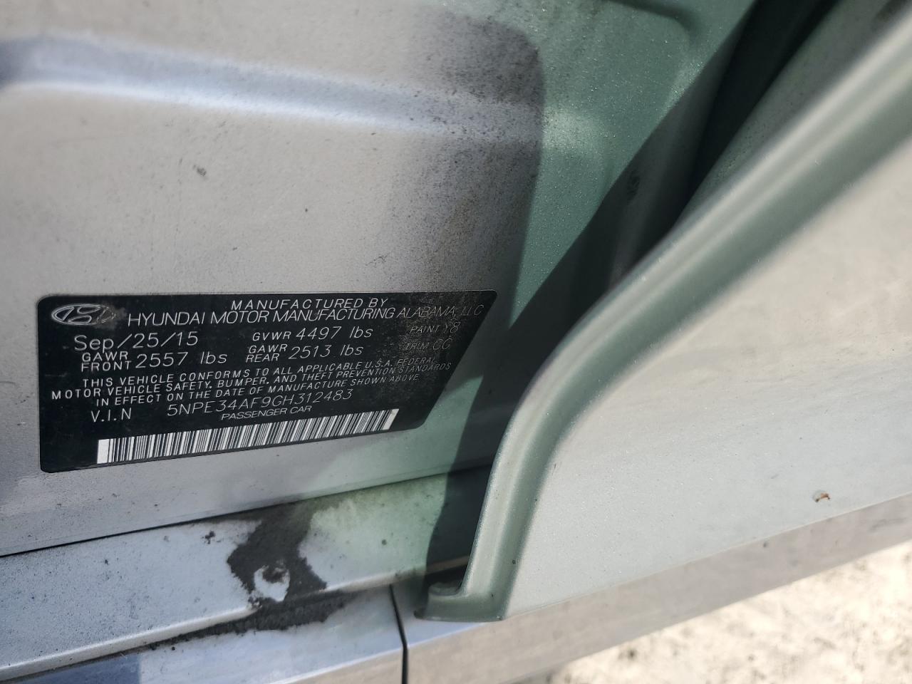 2016 Hyundai Sonata Sport VIN: 5NPE34AF9GH312483 Lot: 81460635