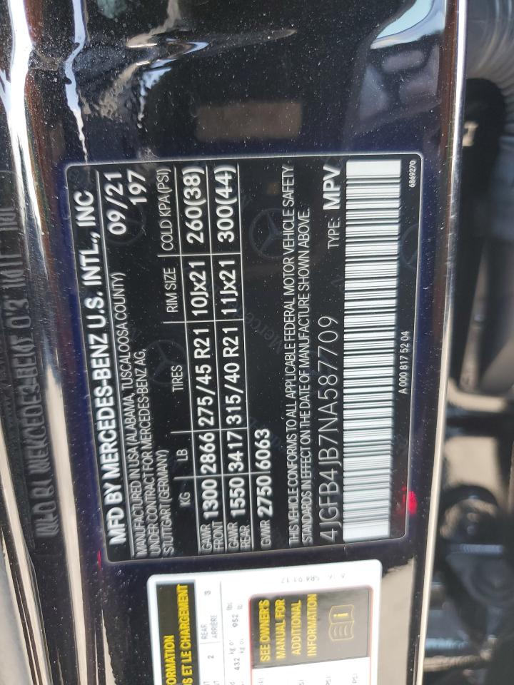 2022 Mercedes-Benz Gle 350 VIN: 4JGFB4JB7NA587709 Lot: 71289185