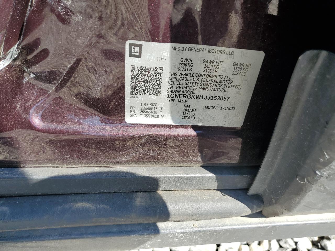 2018 Chevrolet Traverse Lt VIN: 1GNERGKW1JJ153057 Lot: 81718955