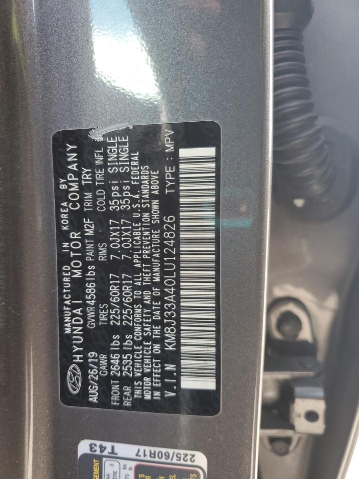 2020 Hyundai Tucson Limited VIN: KM8J33A40LU124826 Lot: 81808745