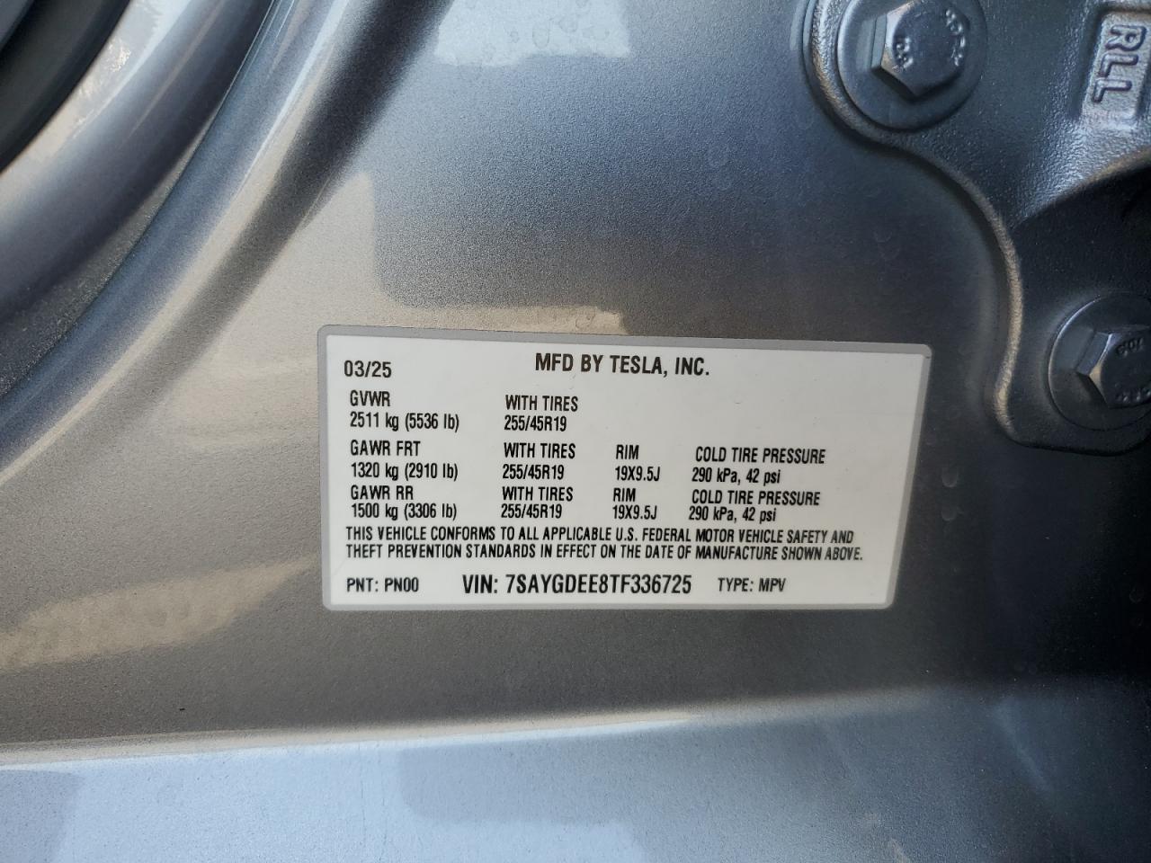 2026 Tesla Model Y VIN: 7SAYGDEE8TF336725 Lot: 81406745