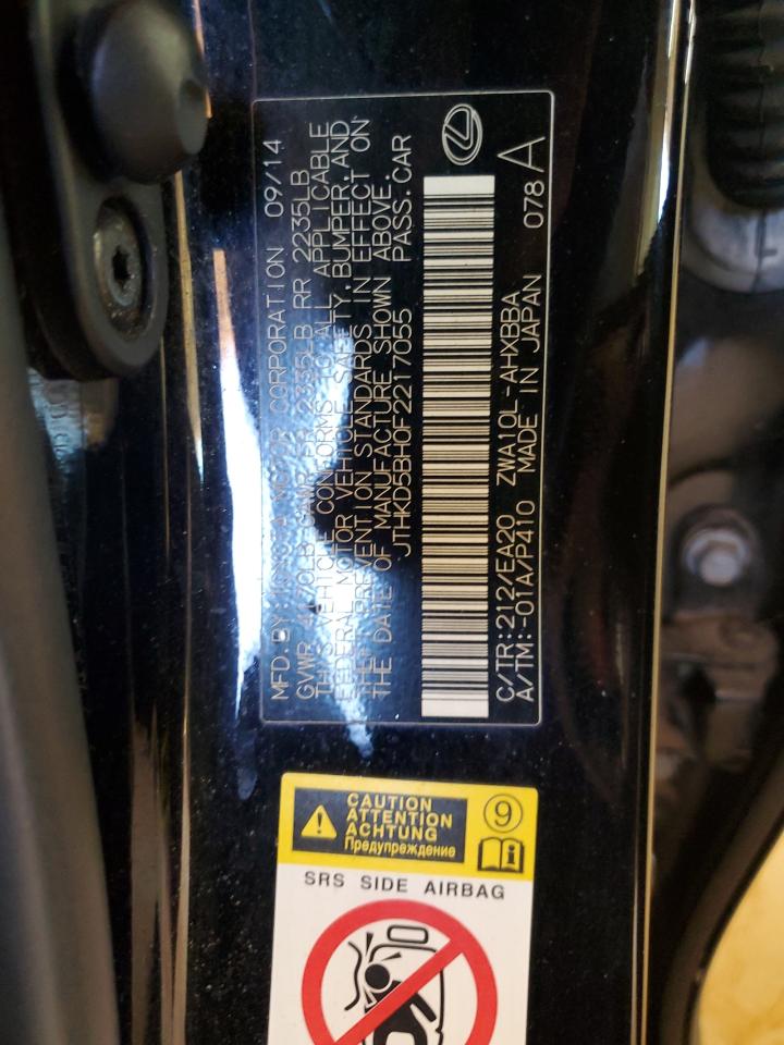 2015 Lexus Ct 200 VIN: JTHKD5BH0F2217055 Lot: 81646605