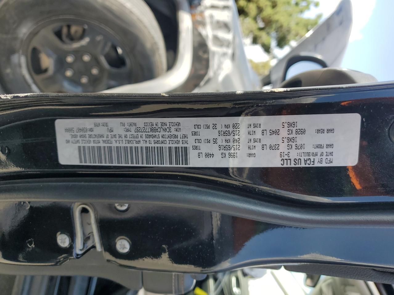 2019 Jeep Compass Sport VIN: 3C4NJCAB8KT727297 Lot: 92132485