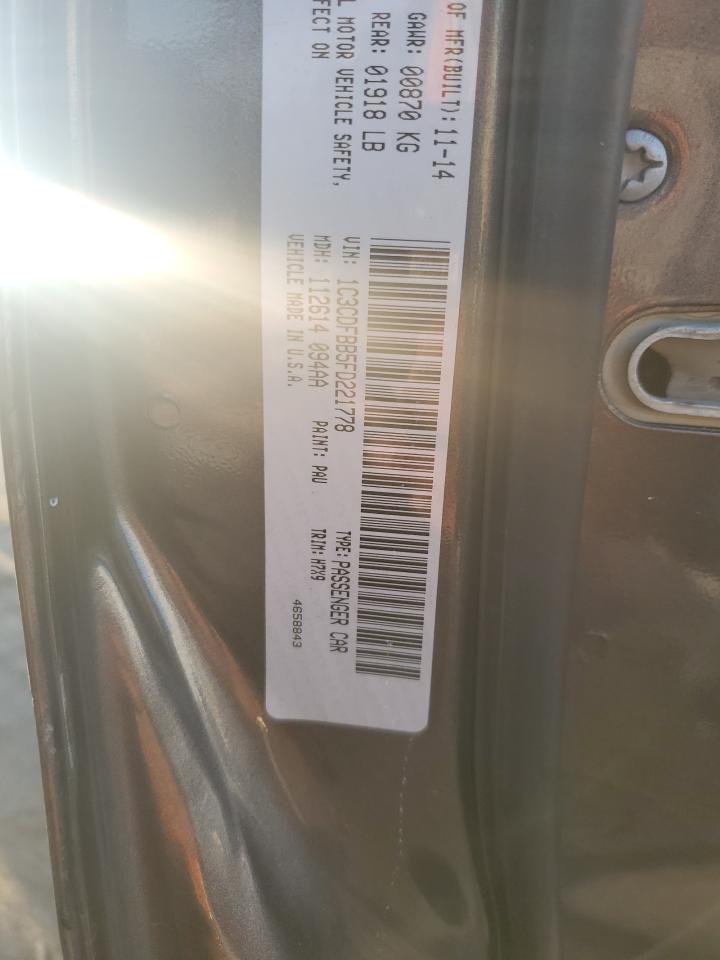 2015 Dodge Dart Sxt VIN: 1C3CDFBB5FD221778 Lot: 71651265