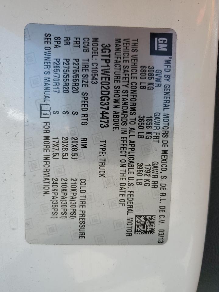 2013 GMC Sierra C1500 Slt VIN: 3GTP1WE02DG374473 Lot: 81722805