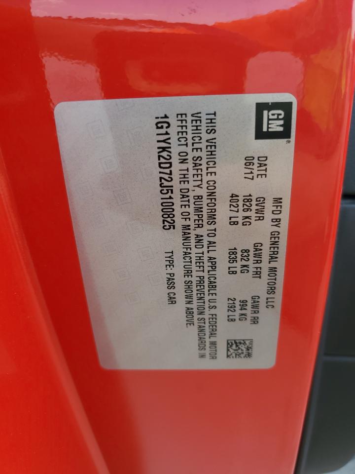 2018 Chevrolet Corvette Stingray Z51 2Lt VIN: 1G1YK2D72J5100825 Lot: 81106485