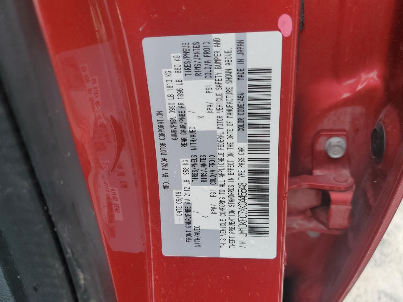 2019 Mazda Cx-3 Touring VIN: JM1DKFC7XK0445548 Lot: 81393565