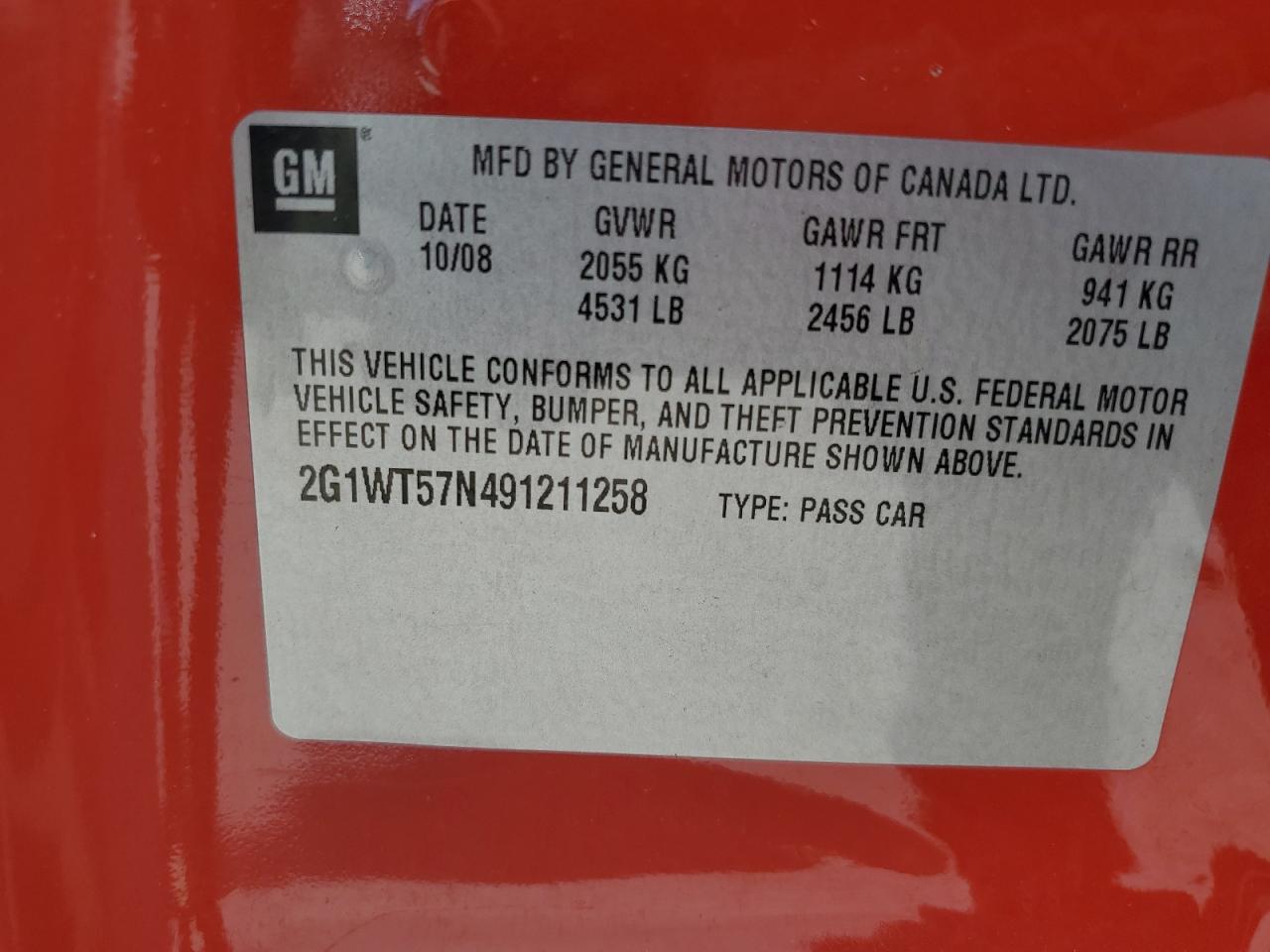 2009 Chevrolet Impala 1Lt VIN: 2G1WT57N491211258 Lot: 80683015