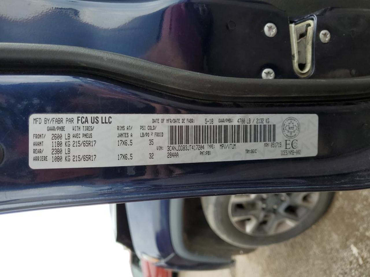 2018 Jeep Compass Trailhawk VIN: 3C4NJDDB3JT417204 Lot: 71890115