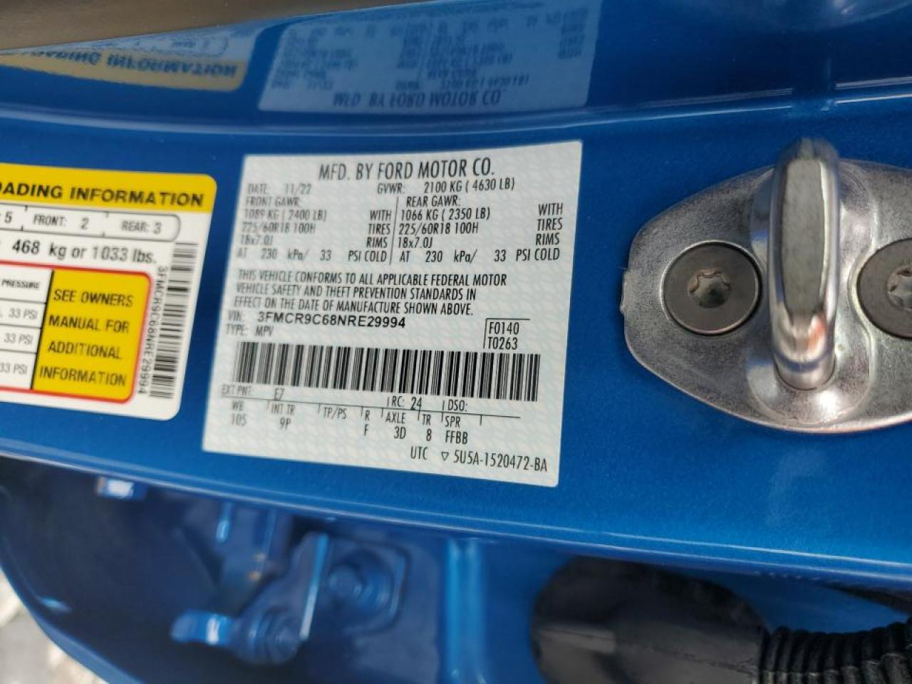 2022 Ford Bronco Sport Outer Banks VIN: 3FMCR9C68NRE29994 Lot: 81123075