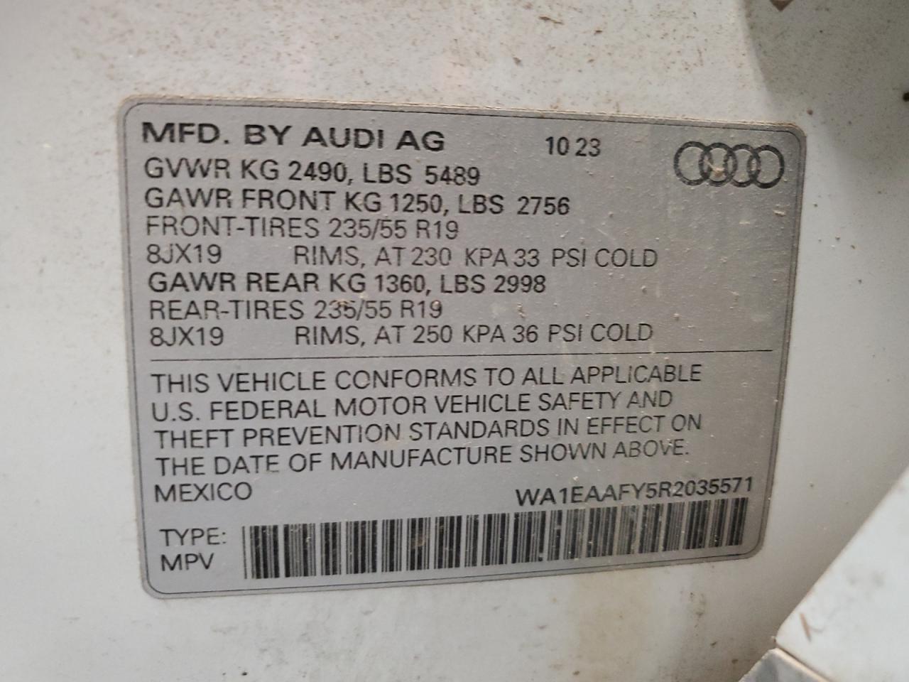 2024 Audi Q5 Premium Plus 45 VIN: WA1EAAFY5R2035571 Lot: 69815695