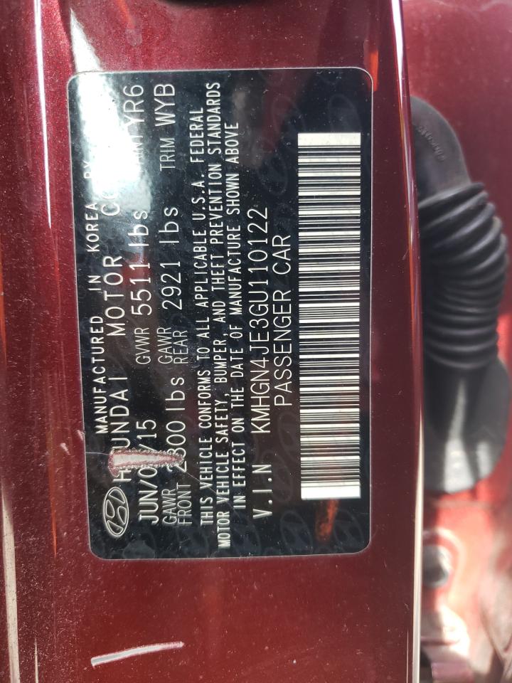 2016 Hyundai Genesis 3.8L VIN: KMHGN4JE3GU110122 Lot: 71872415