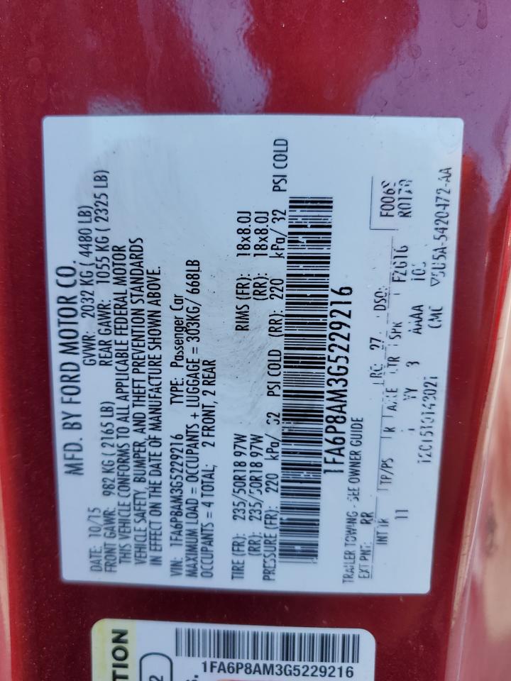 2016 Ford Mustang VIN: 1FA6P8AM3G5229216 Lot: 84695945