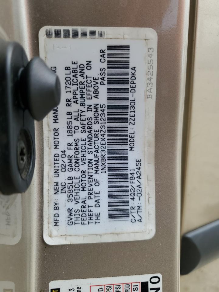 2004 Toyota Corolla Ce VIN: 1NXBR32EX4Z312345 Lot: 72086225