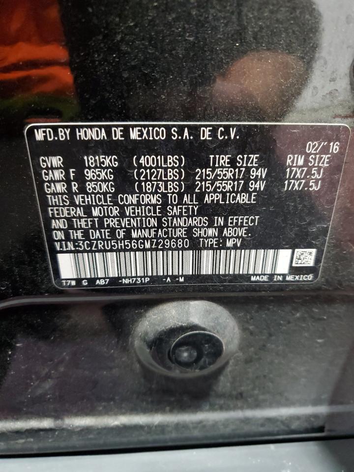 2016 Honda Hr-V Ex VIN: 3CZRU5H56GM729680 Lot: 71606235