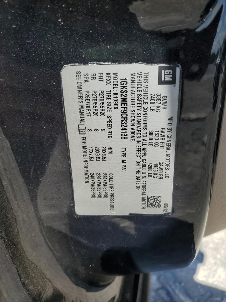 2012 GMC Yukon Xl Denali VIN: 1GKS2MEF9CR324138 Lot: 81835335