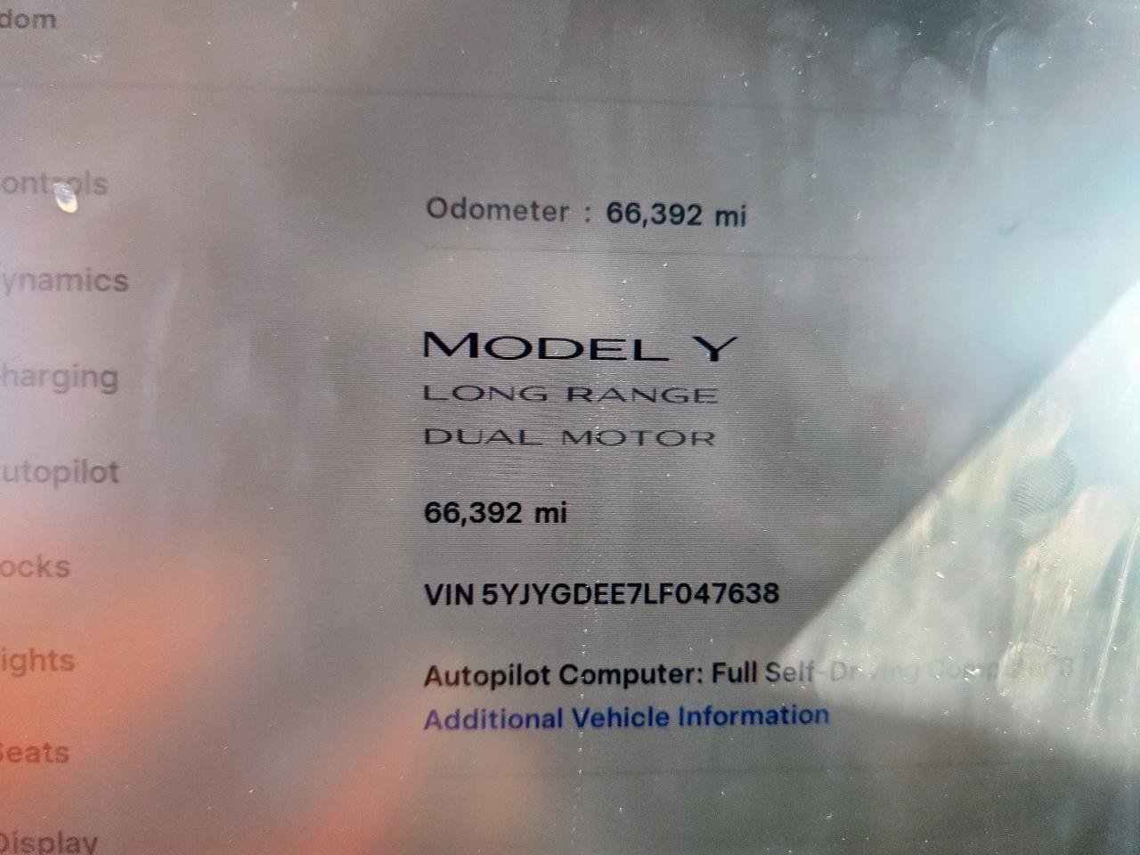 2020 Tesla Model Y VIN: 5YJYGDEE7LF047638 Lot: 71447705