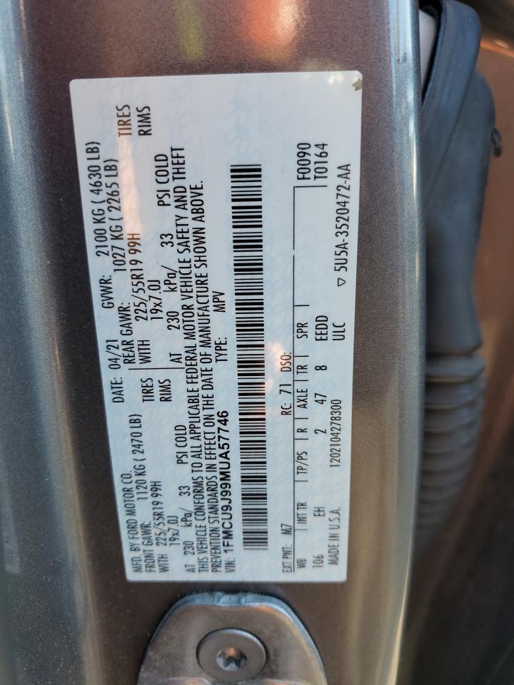 2021 Ford Escape Titanium VIN: 1FMCU9J99MUA57746 Lot: 84167555