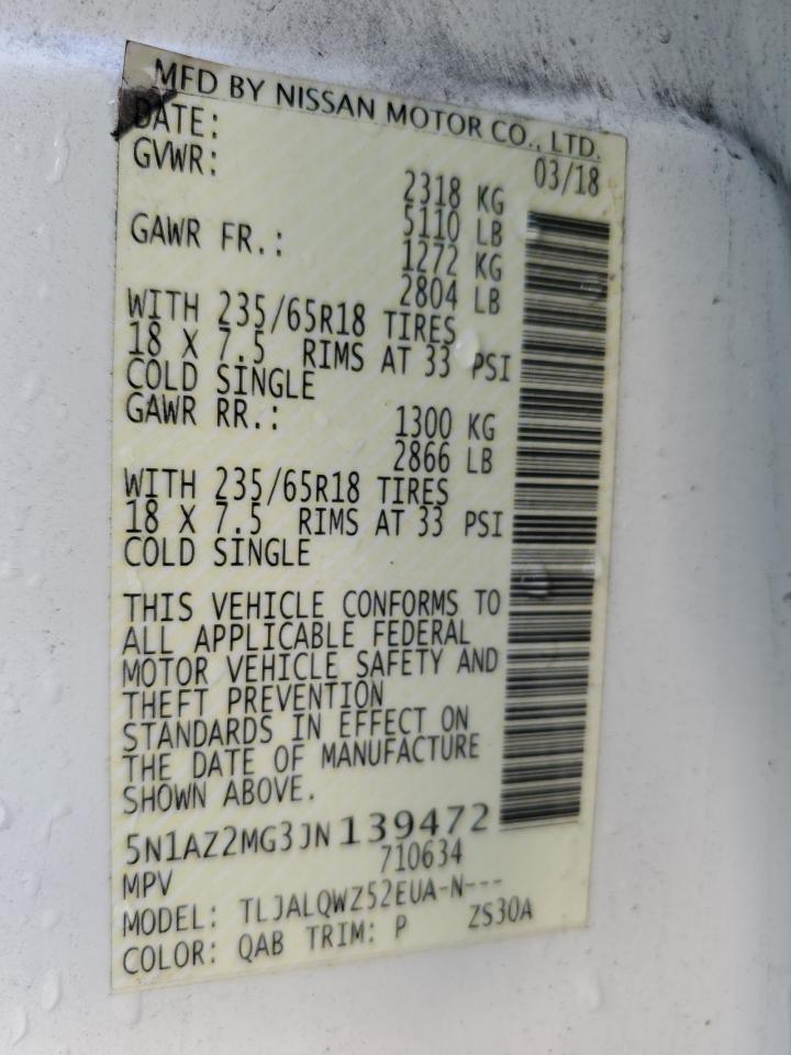 2018 Nissan Murano S VIN: 5N1AZ2MG3JN139472 Lot: 81401045