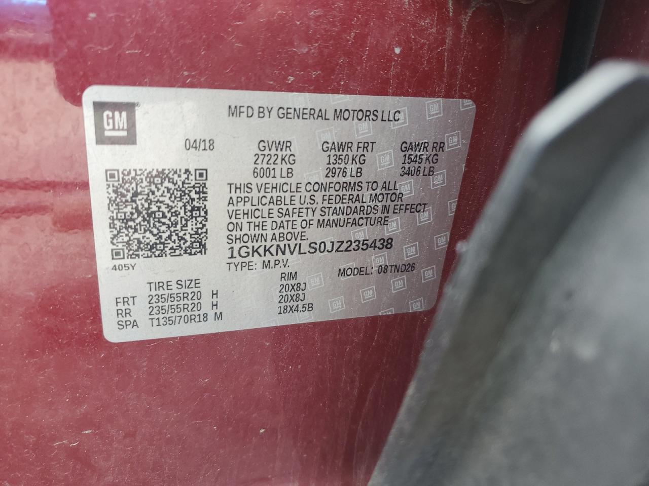 2018 GMC Acadia All Terrain VIN: 1GKKNVLS0JZ235438 Lot: 80342835